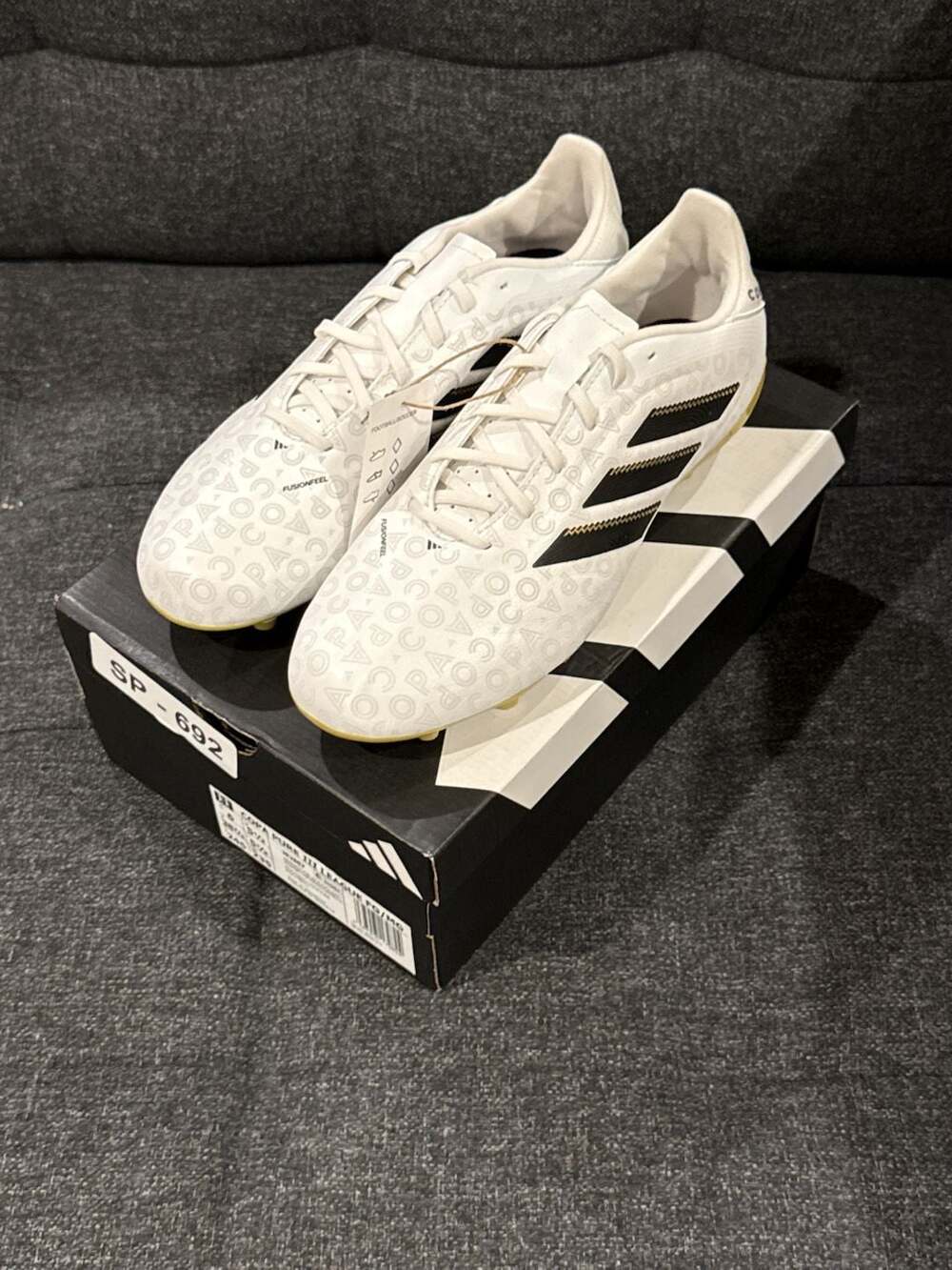 6M - Adidas Copa Pure III League White Black Gold Cleats